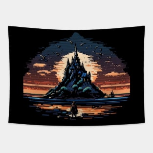 Mont Saint Pixel Art Tapestry