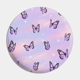 Purple Butterflies Kawaii Sunset Sky Clouds Pin