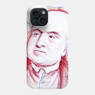 Jeremy Bentham Portrait | Jeremy Bentham Artwork | Line Art Phone Case