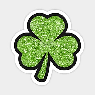 St Patricks Day, Green Faux Glitter 3 Leaf Clover Magnet