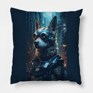 Cyborg Dog Portrait Pillow