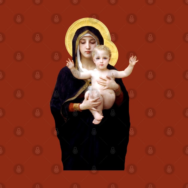 Madonna of the Lillies (Bouguereau) Transparent Background Design by Brasilia Catholic