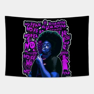 No Fear Strong Black Woman Afro Tapestry