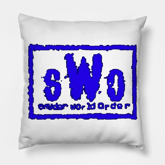 Snyder World Order (sWo - Blue Logo) Pillow by Fozzitude