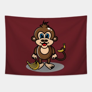 cute monkey design carrying bananas. Tapestry