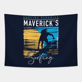 Retro Maverick's Beach Surfing // Surfers Paradise // Surf California Tapestry