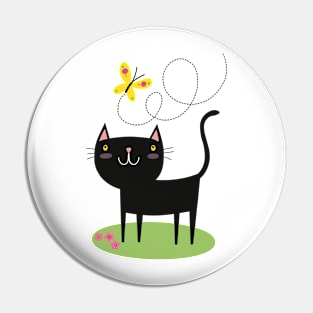 Black cat and butterfly Pin