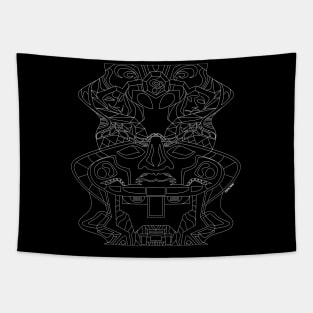 dark radioactive zentangle olmec sentinel head ecopop Tapestry