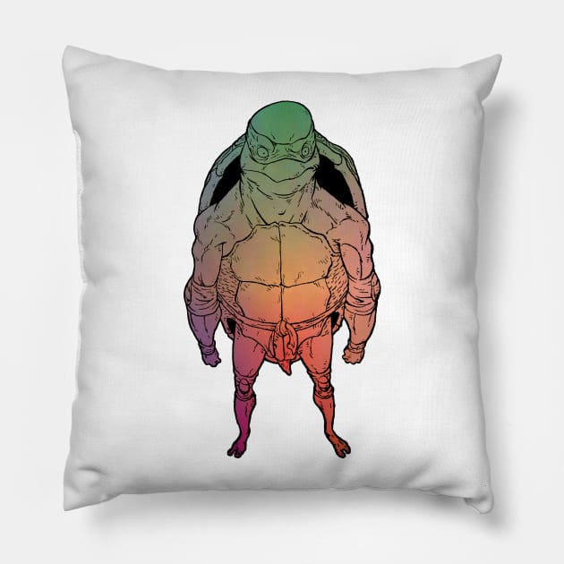 Mutant Rainbow Ninja Turtle Pillow by arvenasaur