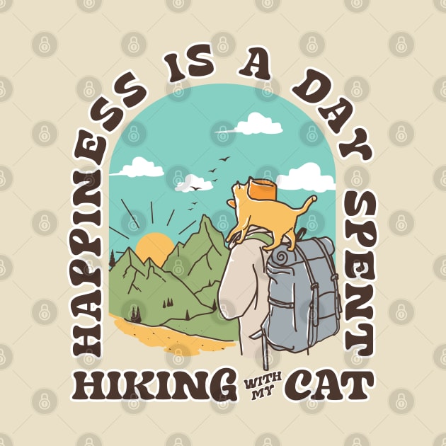 Happiness Is A Day Spent Hiking With My Cat | Hikers and Cats Lover Gift by Fitastic