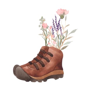 Wildflowers with hiking boots T-Shirt