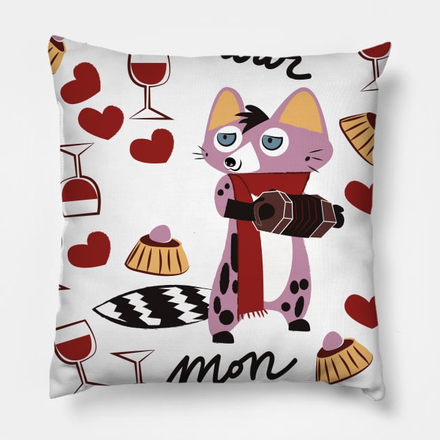 Genet-cats in love Valentines #3 Pillow by belettelepink