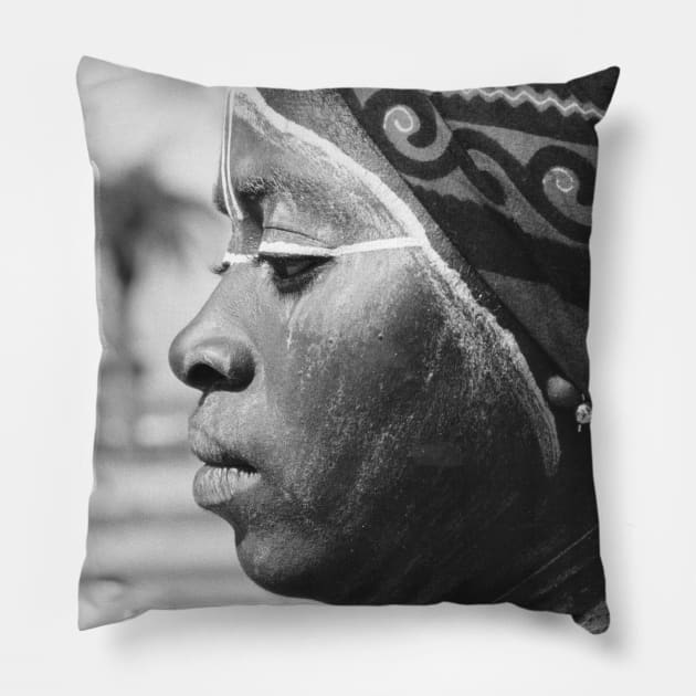 Vintage Profile of a Liberian Woman Pillow by In Memory of Jerry Frank