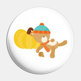 Autumn Bear, Cute Bear, Sleeping Bear, Pumpkin Pin