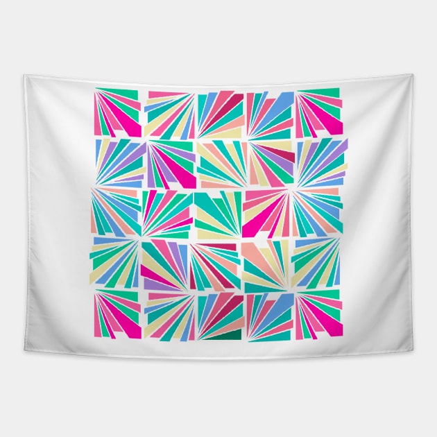 Eighties Geo Neon Shapes Bursts Tapestry by Rebelform