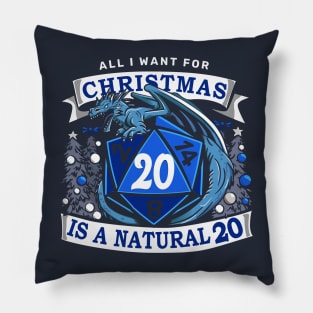 Blue Natural 20 - Christmas Dragon Pillow