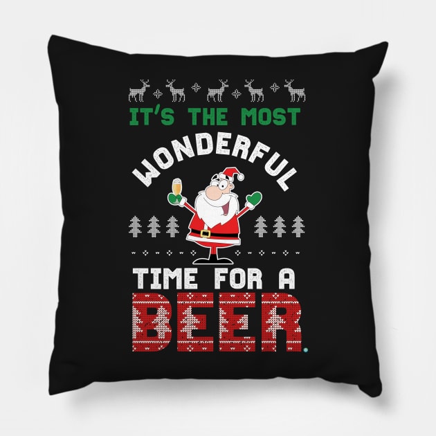 Beer Christmas Xmas Merry Pillow by woormle