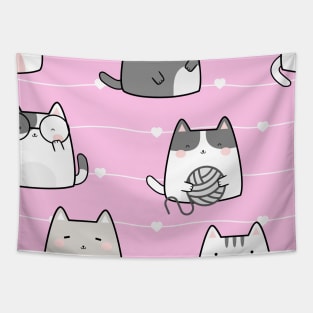 Kawaii Cats and Yarn Tapestry