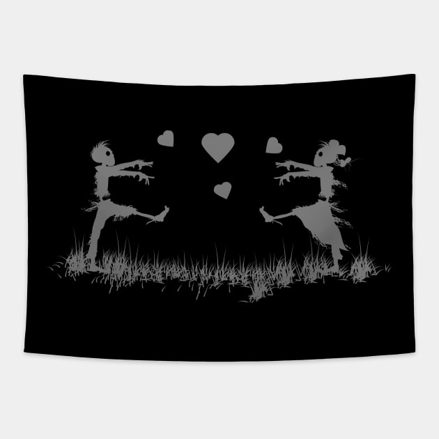 Zombies in Love Gray Tapestry by ArtingBadass