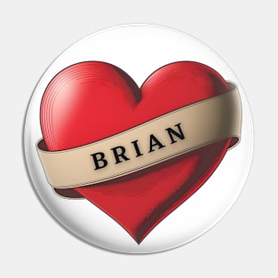 Brian - Lovely Red Heart With a Ribbon Pin