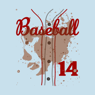 Baseball Jersey Number 14 Kids Baseball Uniform Dirty Funny #14 T-Shirt