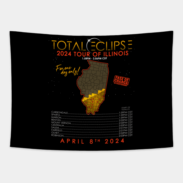 Total Solar Eclipse 2024 Tour of Illinois Tapestry by NerdShizzle