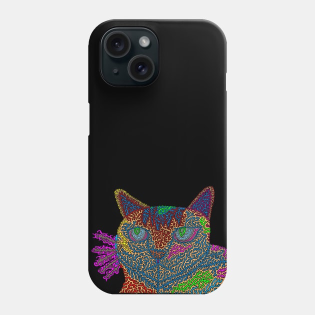 Psychedelic Kitty Phone Case by NightserFineArts