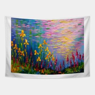 Flowers by the pond Tapestry