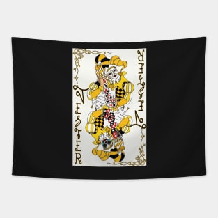 Jester Card Black Mask Tapestry