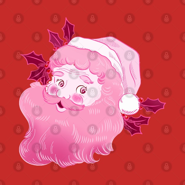 Vintage retro pink Santa Claus by Le petit fennec