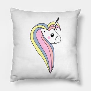 Cute Colorful Pink Unicorn Head with Pretty Mane Pillow