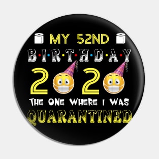 my 52nd Birthday 2020 The One Where I Was Quarantined Funny Toilet Paper Pin