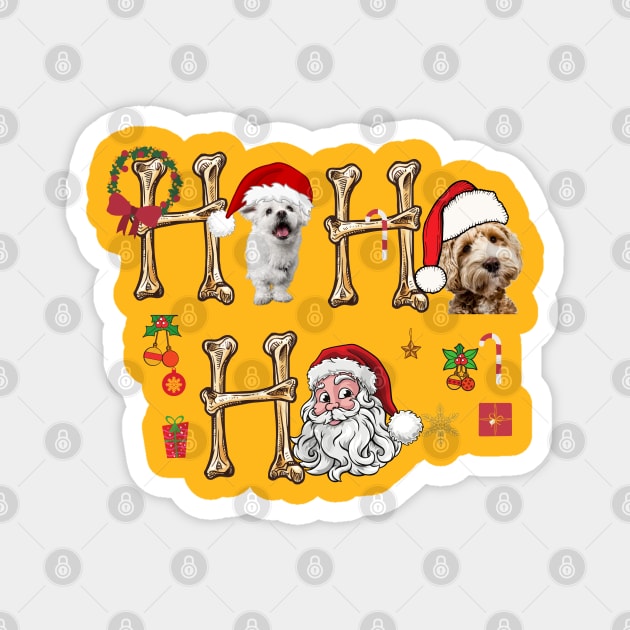 HO HO HO Christmas Dogs Shirt Santa Claus Gift Present Magnet by yayashop