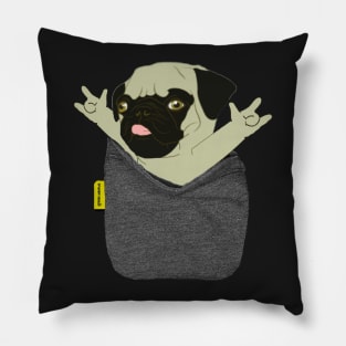 Pug Rock Pocket Pillow