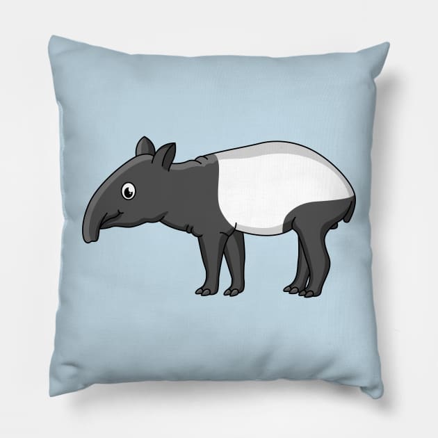 Cute happy cartoon tapir illustration Pillow by Cartoons of fun