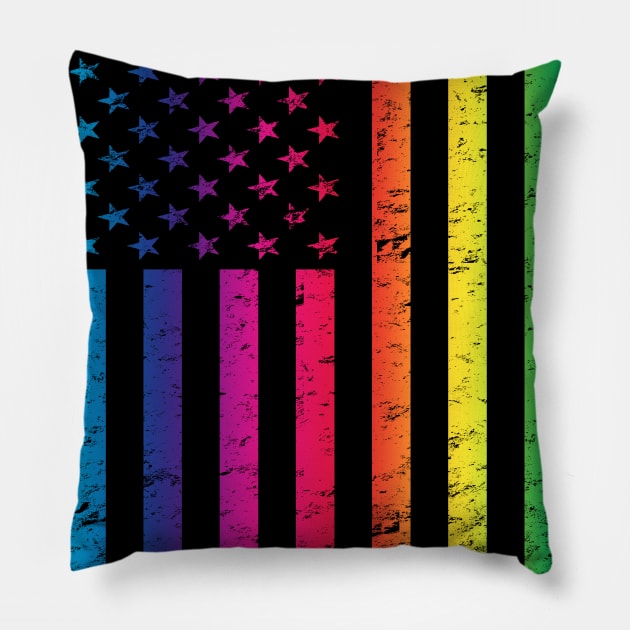 Vintage LGBT Gay Pride Rainbow Flag Diversity Graphic Pillow by TeeCreations