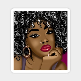 Cute black girl digital art Magnet