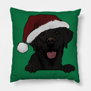 Merry Christmas Black Lab Pillow