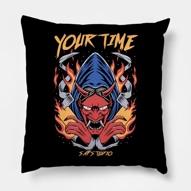 ONI MASK Pillow by sapstudiodesign