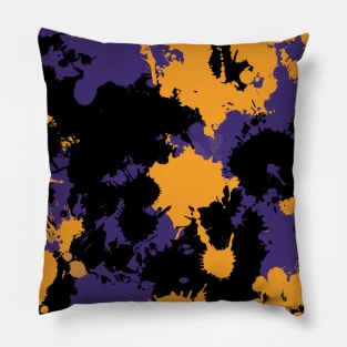 Purple Gold and Black Legends Paint Splatter Pillow