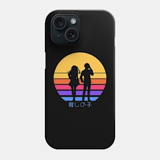 Oshi no ko or My star anime characters Aqua and Ruby hoshino in kawaii vintage sunset Phone Case