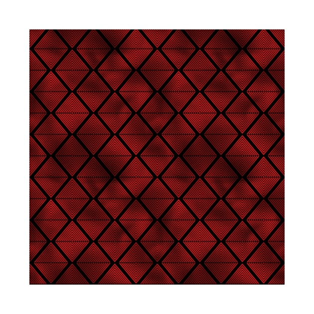 Lined Diamonds in Black and Ruby Red Vintage Faux Foil Art Deco Vintage Foil Pattern by podartist