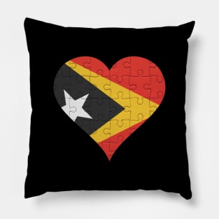 Timorese Jigsaw Puzzle Heart Design - Gift for Timorese With East Timor Roots Pillow