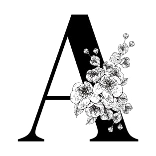 A alphabet Botanical cherry blossom sakura flowers T-Shirt