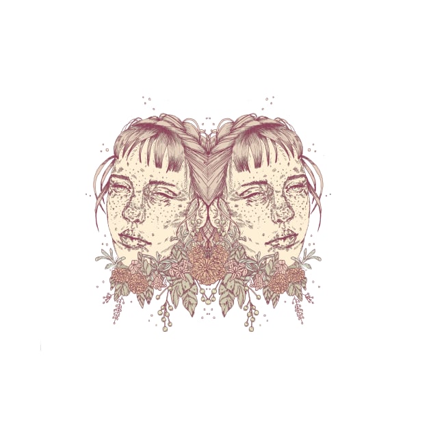 Duo - Surreal Gemini Floral Portrait by chrystakay