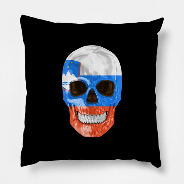 Slovenia Flag Skull - Gift for Slovenian With Roots From Slovenia Pillow by Country Flags