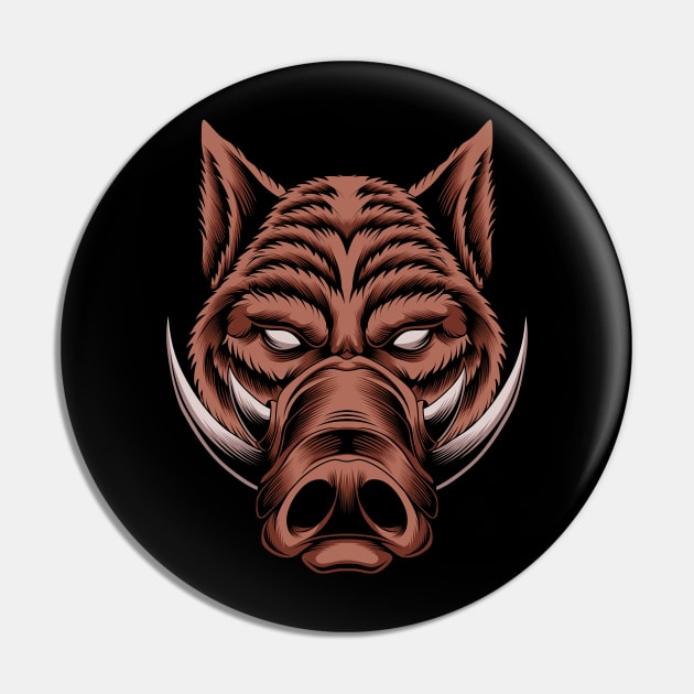 Angry Boar Head Pin by Marciano Graphic