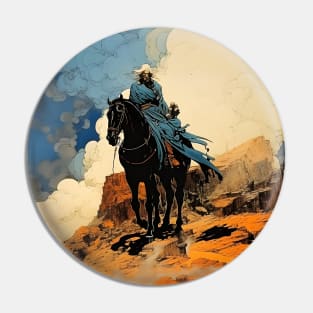 Desert Vigil: The Lone Rider's Watch Pin