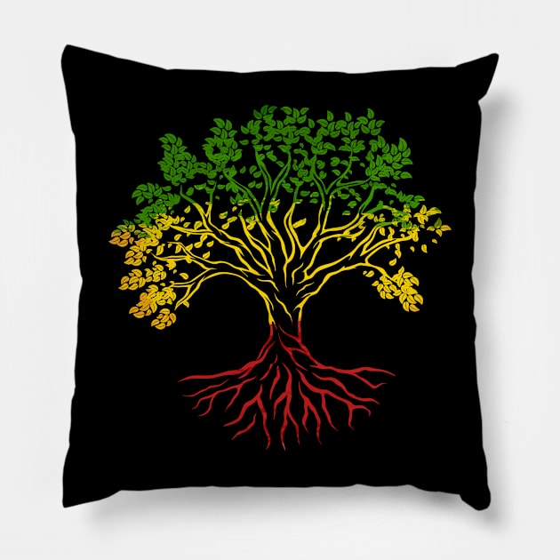 Tree Roots Rasta Lion Reggae   good vibes Pillow by Caskara