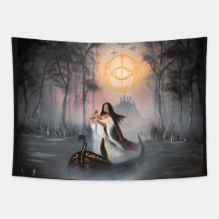 Avalon Fog - Chalice Well Vesica Piscis Tapestry